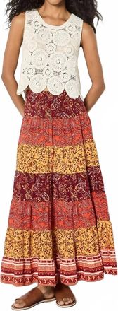Apricot Circles Crochet Shell Top In Stone