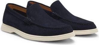 BOSS Debossed-logo loafers in suede