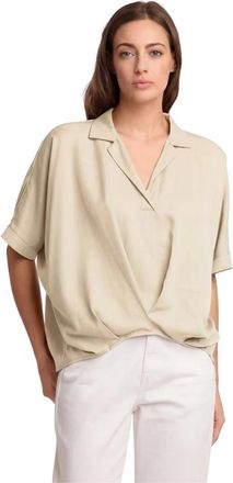 Kocca Overhemden, Dames, Beige, XL, Blouse met relaxte pasvorm en korte mouwen