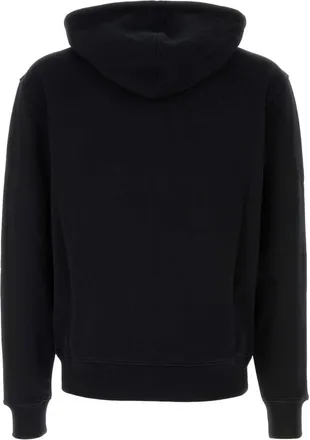 Ami Cotton Logo-Embroidered Hoodie - Black