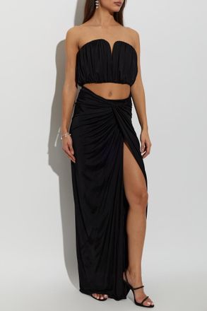 Self Portrait Draped Strapless Top, Womens, Black