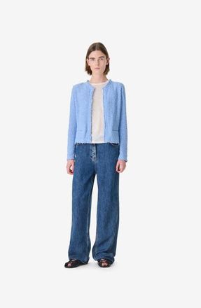 Iro Shavani Classic Fringed Jacket in Azur Blue at Nordstrom, Size 32 Eu