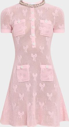 Self Portrait Bow Crochet Mini Dress