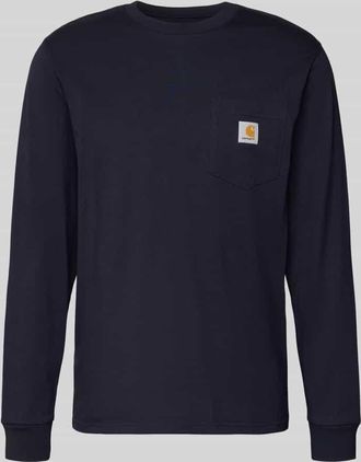 Carhartt Work in Progress Longsleeve mit Brusttasche und Label-Detail in Marine, Größe M