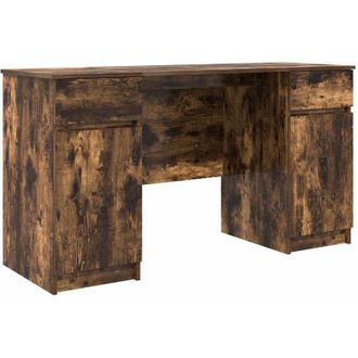 vidaXL Vidaxl - Escritorio Roble Ahumado 140 X 49 X 76 Cm Madera Contrachapada