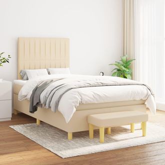 vidaXL Cama Box Spring Con Colch&oacute;n Tela Color Crema 120x200 Cm Vidaxl