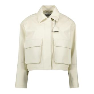 Moschino Light Jackets, female, White, XS, Chic White Leather Jacket