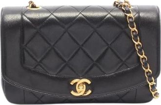 Chanel Pre-owned Matelasse Diana Flap Lambskin Shoulder Bag - Dames - Vintage Schoudertas - Zwart - ONE Size - Leer - Vintage