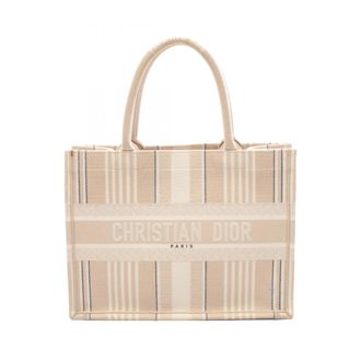 Dior Beige White Canvas Handbag Tote Bag (Pre-Owned)