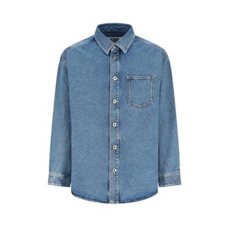 Loewe Denim Shirts, male, Blue, Size: L Anagram Overshirt