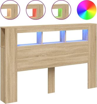 vidaXL Cabecero Led Madera Ingenier&iacute;a Roble Sonoma 160x18,5x103,5 Cm Vidaxl