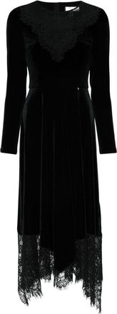 Nissa floral-lace velvet midi dress - women - Elastane/Polyester/Polyester/Spandex/Elastane - 36 - Black