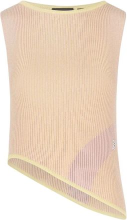 GCDS Comma Gebreide Tanktop - Dames - Tops zonder mouwen - Roze - M - Polyester - Tops
