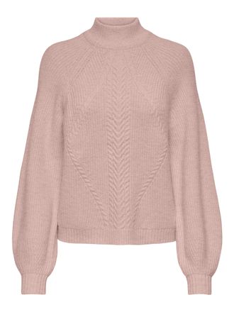 Only Stehkragenpullover ONLY ONLSEA LS DETAIL HIGHNECK ZL KNT, Damen, Gr. XL, rose smoke detail:melange, Strick, Obermaterial: 50% Viskose, 27% Nylon, 23% 