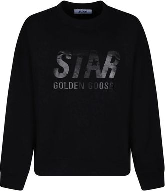 Golden Goose Hoodies & sweatvesten, Heren, Zwart, M, Katoen, Zwart Logo Print Sweatshirt