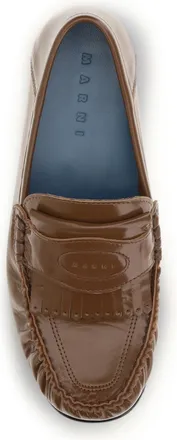 Marni Womens Leather Loafers With Tassels Brown Upper: Lamb