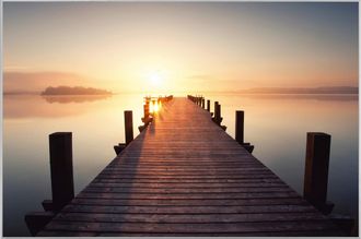 Schubiger M&ouml;bel Digitaldruck auf Acrylglas Holzsteg in Den Sonnenuntergang