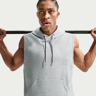 Nike Mens N.A.C. Dri-FIT Fleece Sleeveless Training Hoodie in Grey | IQ5551-077