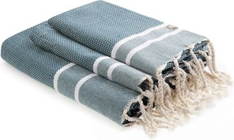 Febronie Futa set de ba&ntilde;o (1+2) algod&oacute;n azul petr&oacute;leo 100x200+2(50x80)