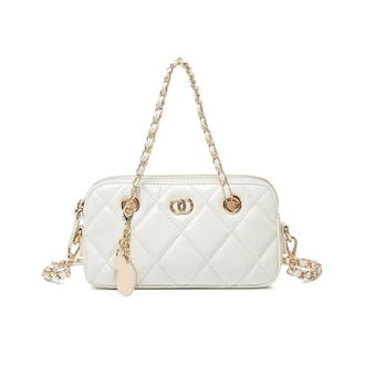 Generic Compatible For Embroidered Diamond Pattern Mini Bag Womens Chain Crossbody Single Shoulder Handbag Small Square(WHITE)