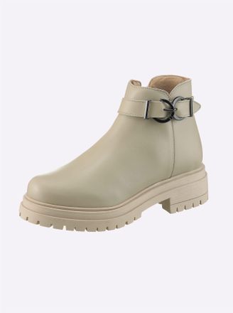 Heine Stiefelette HEINE, Damen, Gr. 37, beige (ecru), Glattleder, Leder, Schuhe Stiefelette