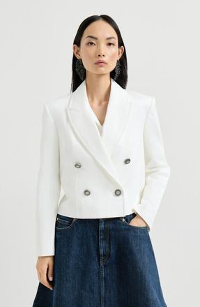 Brunello Cucinelli Blazer with monili in White at Nordstrom, Size 48 It
