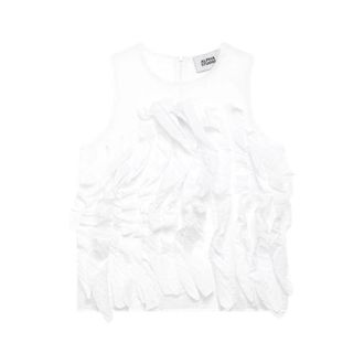 Alpha Studio Sleeveless Tops, female, White, Size: S Canotta C/Rouches