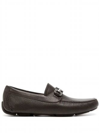 Ferragamo Mens Gancini Horse-Bit Driver Loafers In Brown