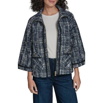 Karl Lagerfeld Tweed Capelet in Blue Multi at Nordstrom, Size X-Small