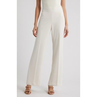 Anne Klein High Waist Pull-On Wide Leg Pants in White Dove at Nordstrom, Size X-Large