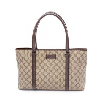 Gucci Beige Brown Gg Supreme Leather Tote Bag (Pre-Owned)
