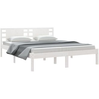 vidaXL Bed Frame without Mattress White 150x200 cm King Size Solid Wood vidaXL