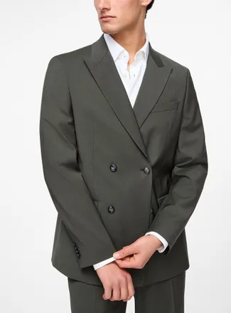 BOSS Mens Diagonal stripes double-breasted jacket