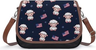 Generic Cute Lamb U.S. Flag Fashion Womens Crossbody Bags Novelty Handbag Shoulder Bag Purse
