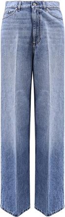 Stella McCartney Wijde Pijp Jeans met Geborduurd Logo - Dames - Regular Fit Jeans - Blauw - W25 - Katoen - Jeans