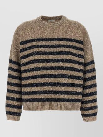 Brunello Cucinelli cashmere wool striped crew neck long sleeve sweater
