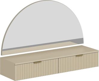 Vente-Unique Toeletta Sospesa Con Specchio E Led 2 Cassetti Beige - Fralyn