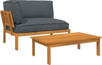 vidaXL Juego De Sof&aacute; 2 Uds. Antracita Madera De Acacia S&oacute;lida Vidaxl
