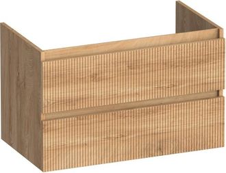 Marcel Breuer Joy Wavy wastafelonderkast 80 2 softclose lades - greeploos - 1 sifon uitsparing - Forest Tan