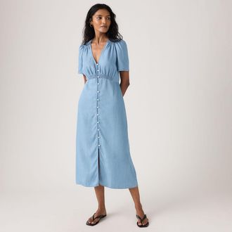 Levi's Paola Short Sleeve Midi Dress - Womens - XL - Blue
