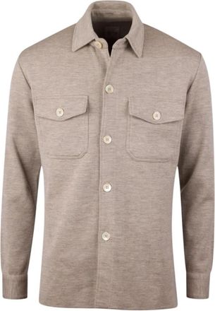 Stenstr&ouml;ms Milano Overshirt Gebreide Merino Wol - Heren - Casual Overhemden - Beige - 2XL - Wol - Overhemden