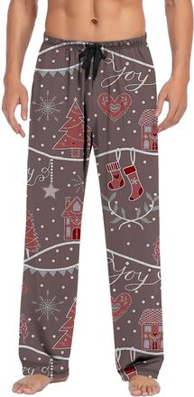 Generic Mens Gonk Elk Print Pyjama Pants with Drawstring - Elastic Waist Pj Bottoms for Christmas & Loungewear