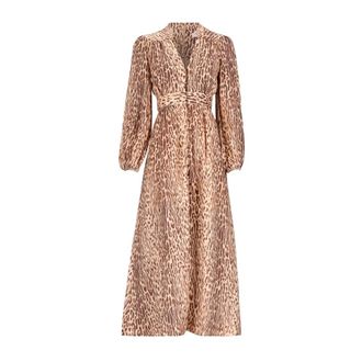 Zimmermann Midi Dresses, female, Multicolor, M, Raffia Button Midi Dress