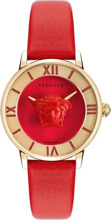 Versace La Medusa Rood Leren Horloge - Dames - Horloges - Geel - ONE Size - Accessoires