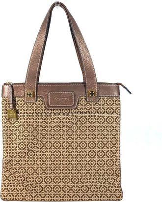 Loewe Brown Leather Canvas Shoulder Bag Tote Bag (Pre-Owned)