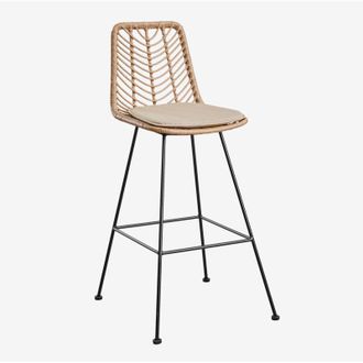 Sklum Pack De 4 Taburetes Altos De Jard&iacute;n En Rat&aacute;n Sint&eacute;tico Gouda Natural Sklum