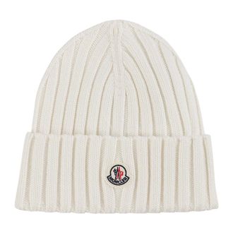 Moncler Accessoires, Dames, Wit, ONE Size, Wol, Tricot Muts