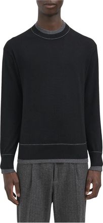 Paolo Pecora Maglia Girocollo in Lana - - Knitwear - Uomo - Nero - M