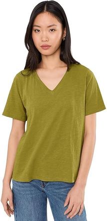 Eileen Fisher Organic Cotton Slubby Jersey V-Neck Short Sleeve T-Shirts Womens Clothing Cardamom : XS
