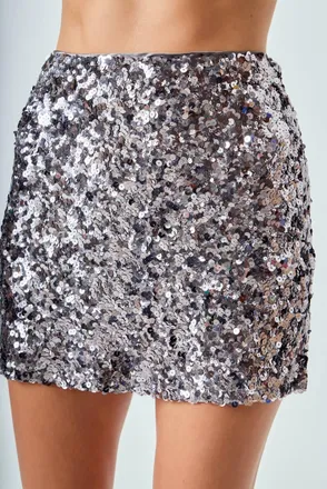 endless rose Multi Sequin Mini Skirt In Metal